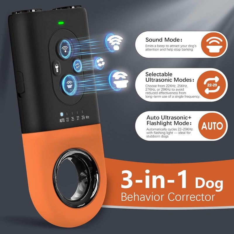 ByteRoll Dog Bark Deterrent Devices, Anti Barking Device for Dogs with Dual Emitters, 35 ft Range, LED Flashlight, Rechargeable Handheld Trainer, Safe & Effective, Stop Neighbors Dog - Image 2